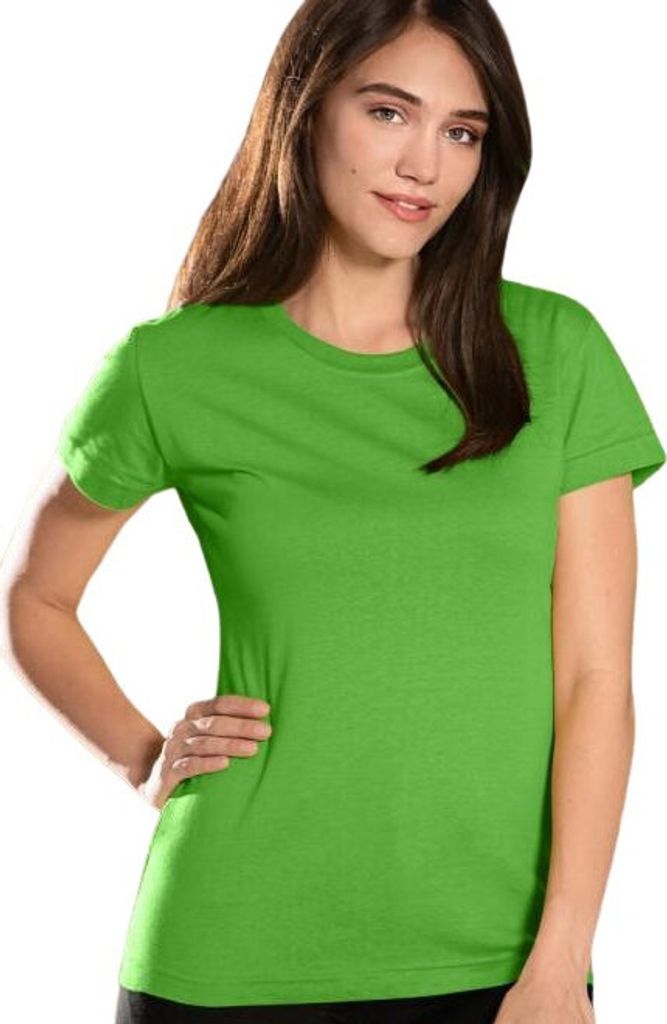 Sommer-T-Shirt für Frauen, 100% Baumwolle, unbedruckt, einfarbig, 145g/m2, Farbe Apfelgrün, Größe XS