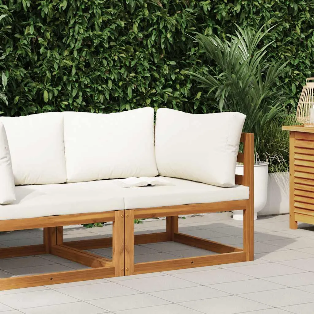Divano da Giardino Ecosostenibile in Acacia Massiccia e Tessuto Crema