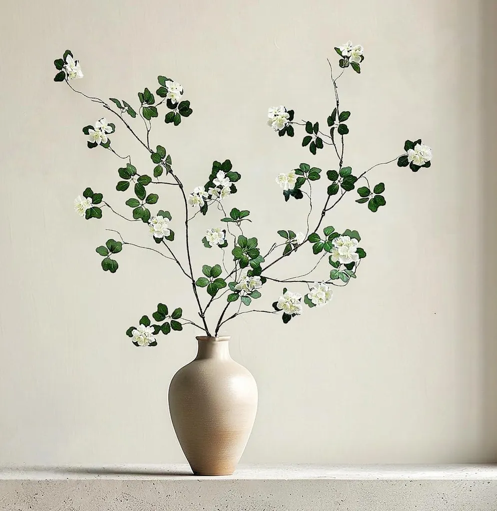 Plantes Artificielles Blanches 115cm : Tiges Longues et Feuilles Ficus