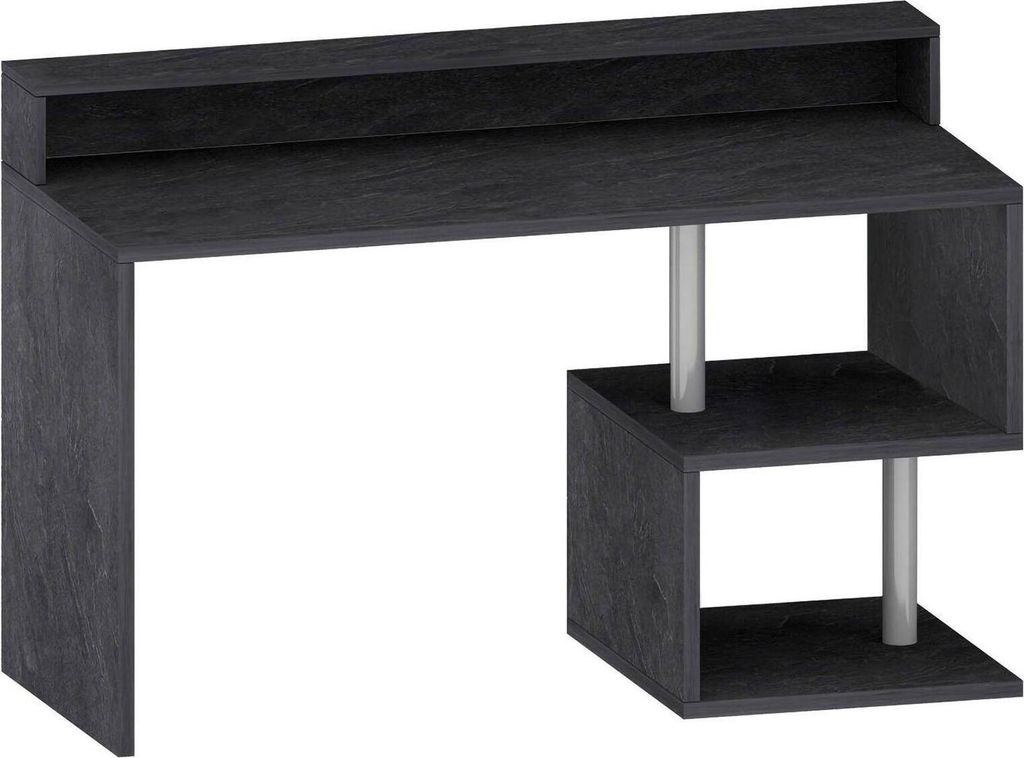 Schreibtisch Dcheryshe, linearer Schreibtisch mit Ablagefächern, Mehrzweck-Büroschreibtisch mit Platte, 140x60h93 cm, Schiefer