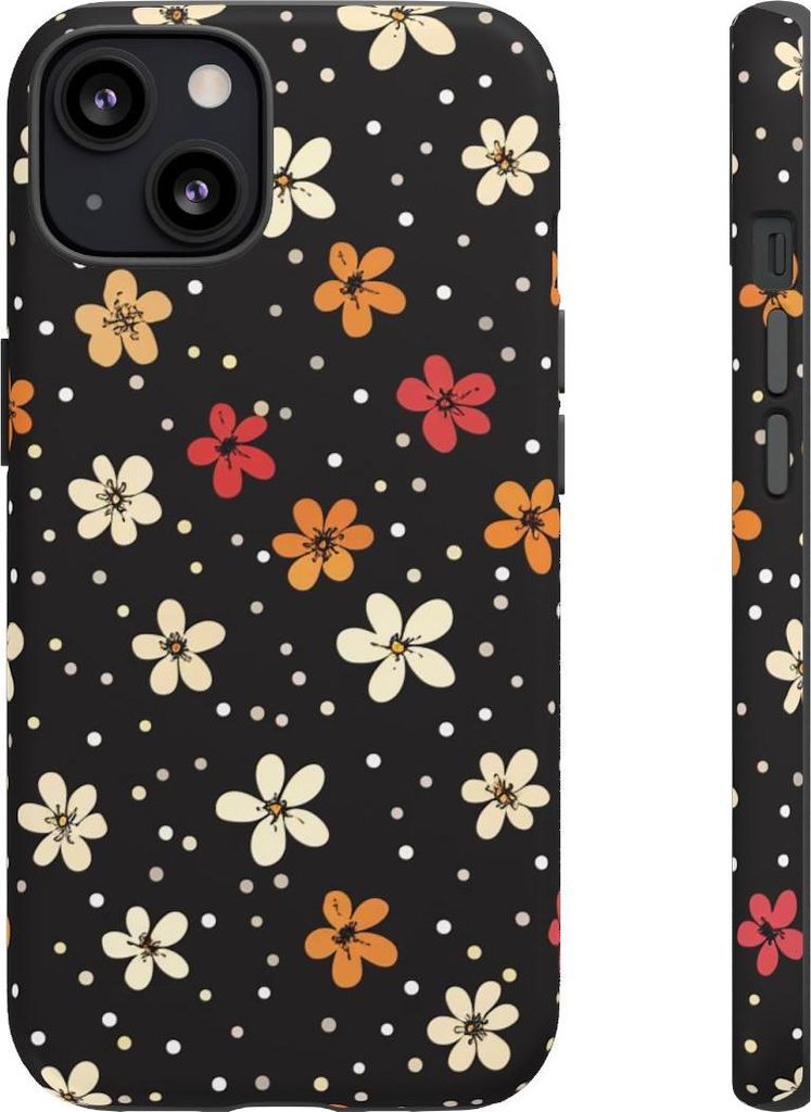 Verspieltes Blüten- und Tupfenmuster – Hülle Kompatibel mit iPhone 13