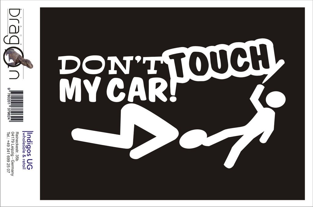 Aufkleber / Autoaufkleber - JDM / Die cut / Auto / OEM - Dont touch my Car - 210x120 mm schwarz - Heckscheibe / Heckscheibenaufkleber
