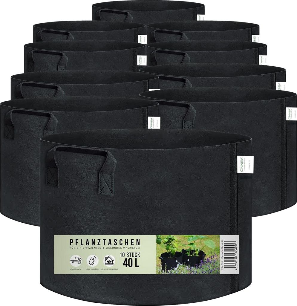 CINNEA Pflanztasche 40L aus Filz-Stoff, 10 Stück, Produktbild 