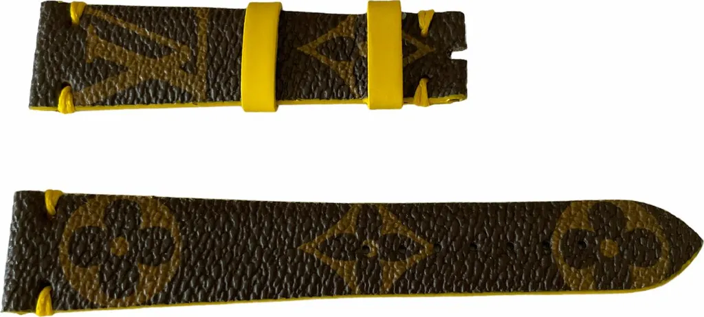Louis Vuitton Cinturino 18 mm Pelle Monogram - Marrone Giallo per Tambour