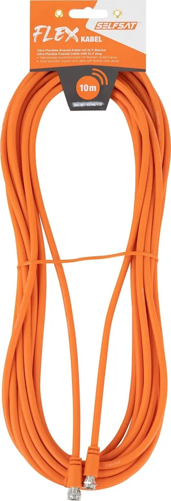 Cavo Antenna SELFSAT Flex 10m Arancione | Cavo SAT Coassiale Flessibile