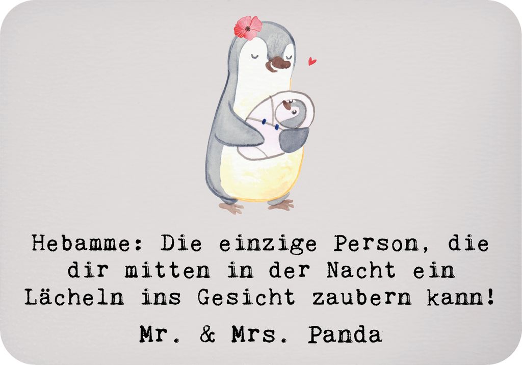 Mr. & Mrs. Panda magnet Hebamme Lächeln - Grau Pastell - Geschenk, personalisierte Geschenke, Herz, mit, memomagnet, Großartiges leisten, Berufe,...