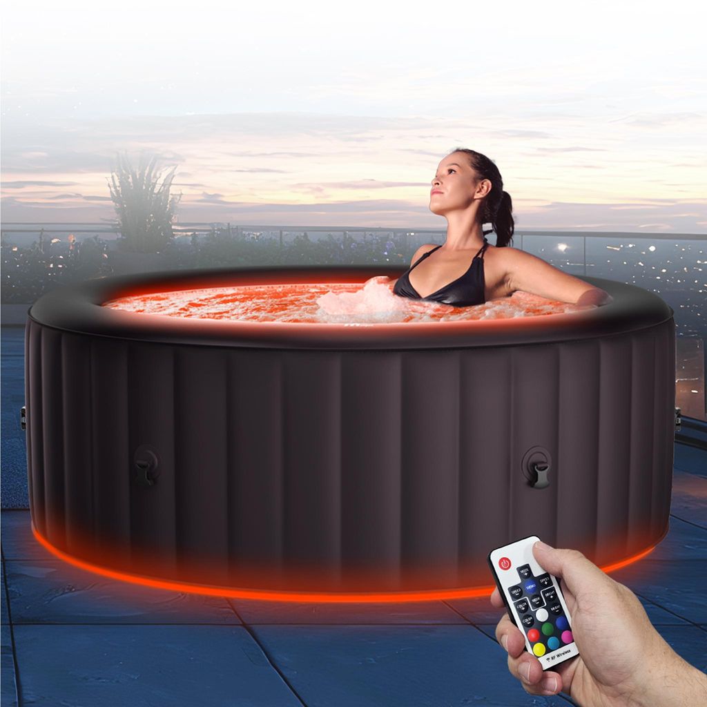 MSpa Whirlpool Urban Aurora U-AU062 | 6 Personen Pool - aufblasbar - UVC+ Filter - LED RGB Band - Ozon-Desinfektion - mit Zubehör - Ø 204 x 70 cm