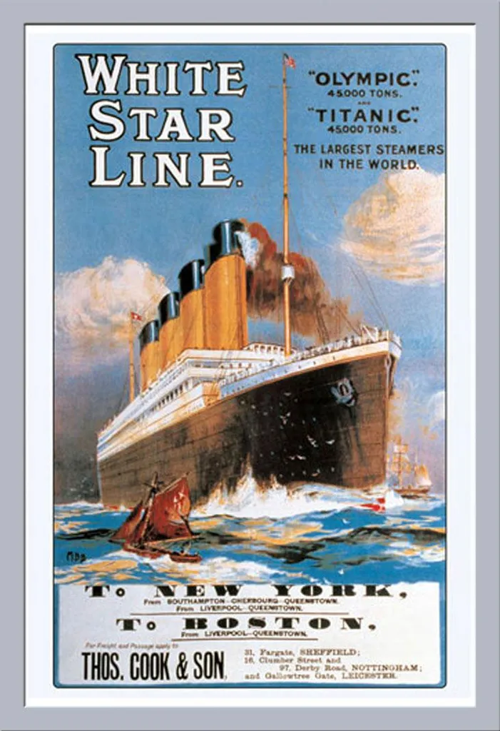 Affiche Titanic sans Plis avec Cadre Shinsuke Argenté et Vitre Acrylique