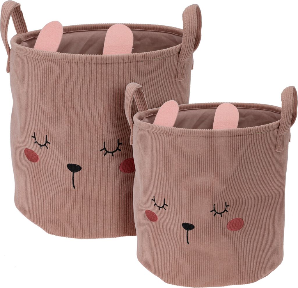 Detský úložný košík Rabbit, sada 2 ks, ružový Obrázok produktu 