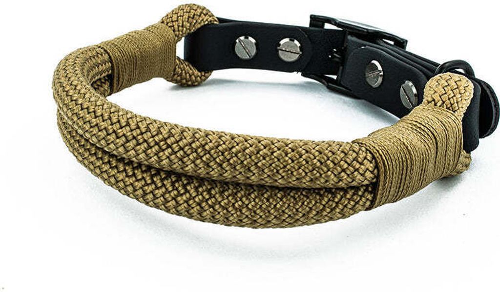 Hundehalsband Tierluxe Tau Seil Schwarz und Mocca – M Halsumfang 30-35 cm