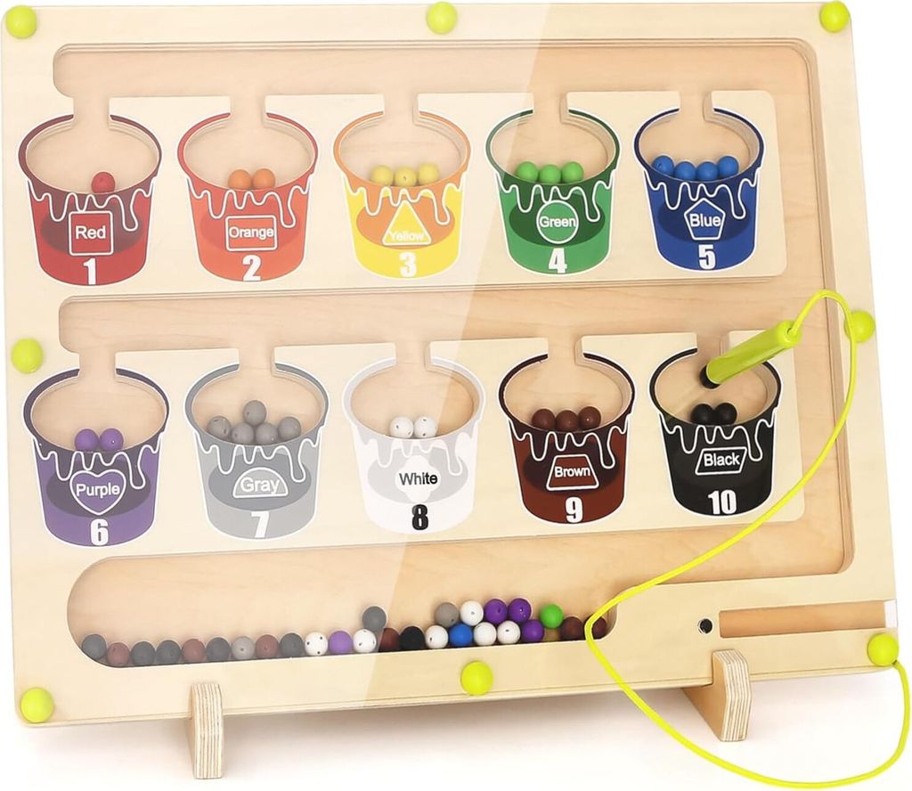 Magnetische Labyrinth-Spiele für Kinder, Farben lernen, Zähl- und Sortierspiel, Montessori-Holzspielzeug, Feinmotorik-Kurs, Lernspiele, Geschenk,...