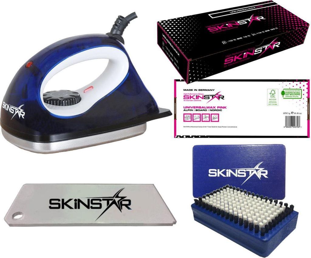 SKINSTAR Starter Ski Wachs Set, Wachsbügeleisen Bürste Wachs Type A