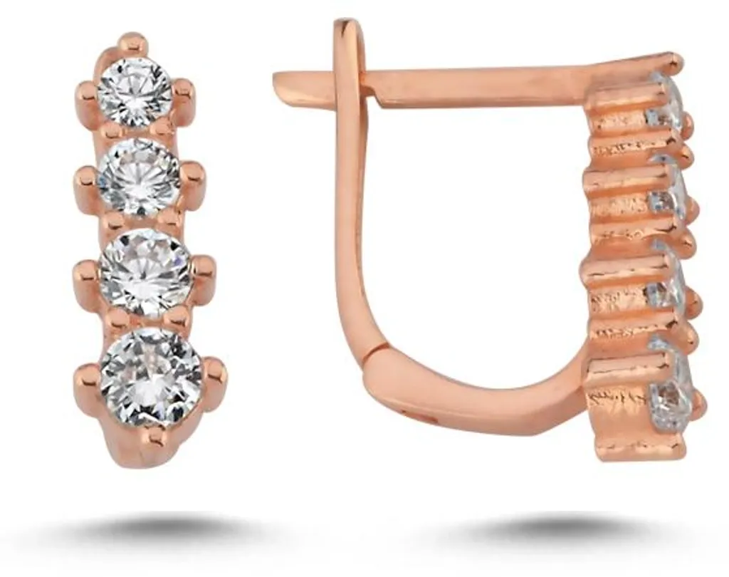Boucles d'oreilles en argent 925 rose et pierres de zircone éclatantes
