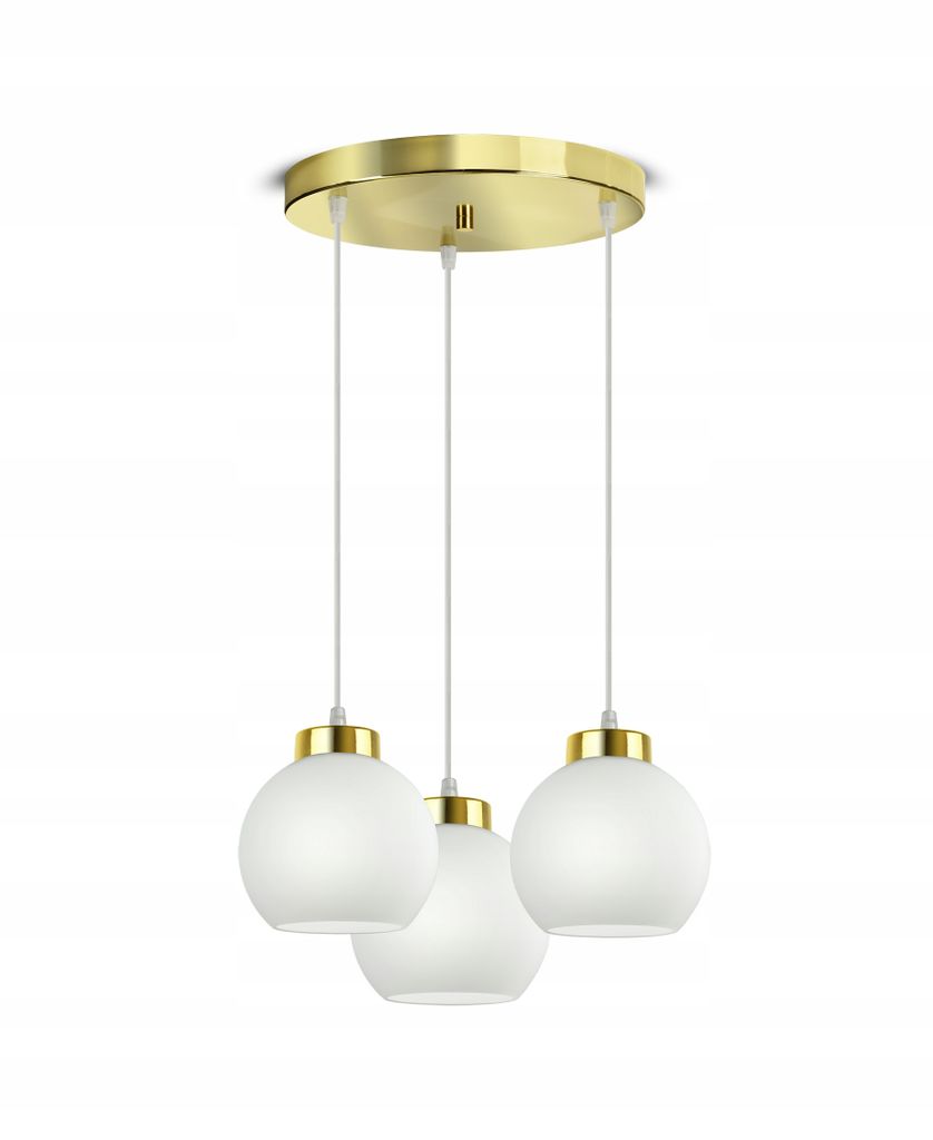 Lampa Wisząca Sufitowa Żyrandol Złota Szklane Białe Kule Zdjęcie produktu 