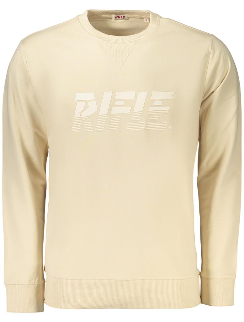 Beiges Herren-Sweatshirt: Langarm, Rundhals, Stylischer Print