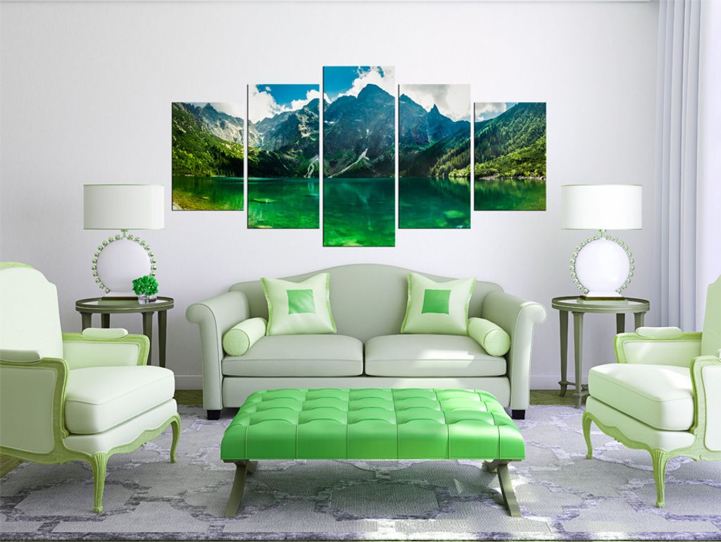 Akustikbild Landschaft Gebirge 200x100 cm Bilder Akustikschaum Hochleistungsschallabsorber Schallschutz Leinwand 5 tlg Wandbild Raumakustik Schalld...