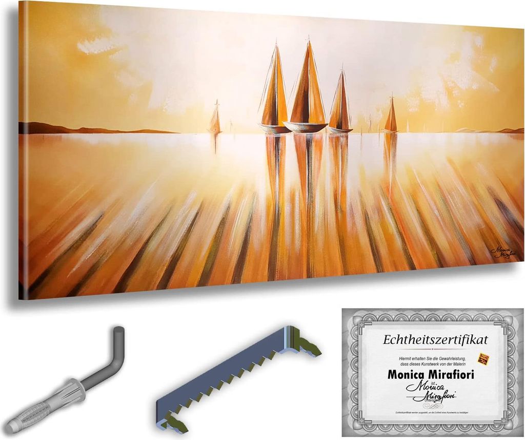 Monica Mirafiori I 100% HANDGEMALT I Gemälde "Regatta" I 140x70cm | Gemälde Handgemalt | Acrylgemälde | Sehr Großes Acrylbild I Moderne Kunst I...