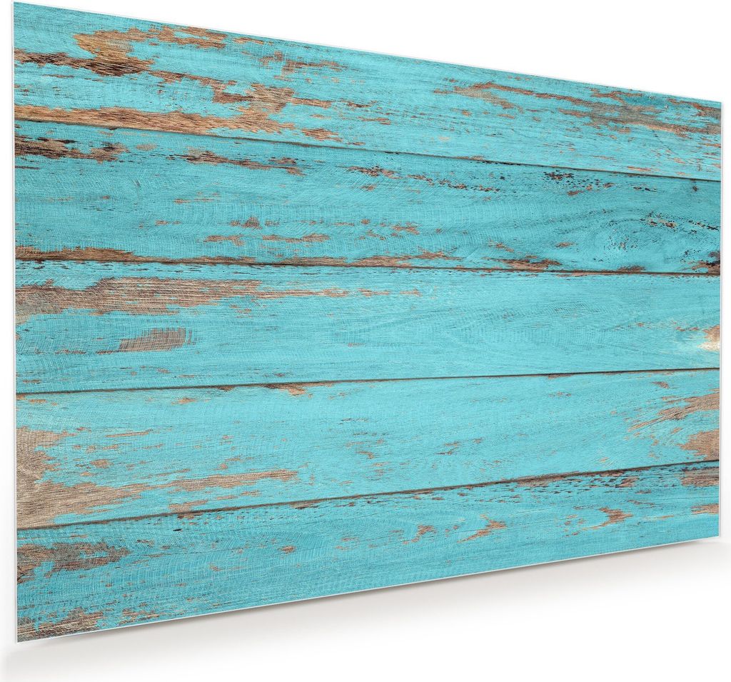 Glasbild Wandbild Türkises Holz 90x60cm in XXL für Wohnzimmer, Schlafzimmer, Badezimmer, Flur