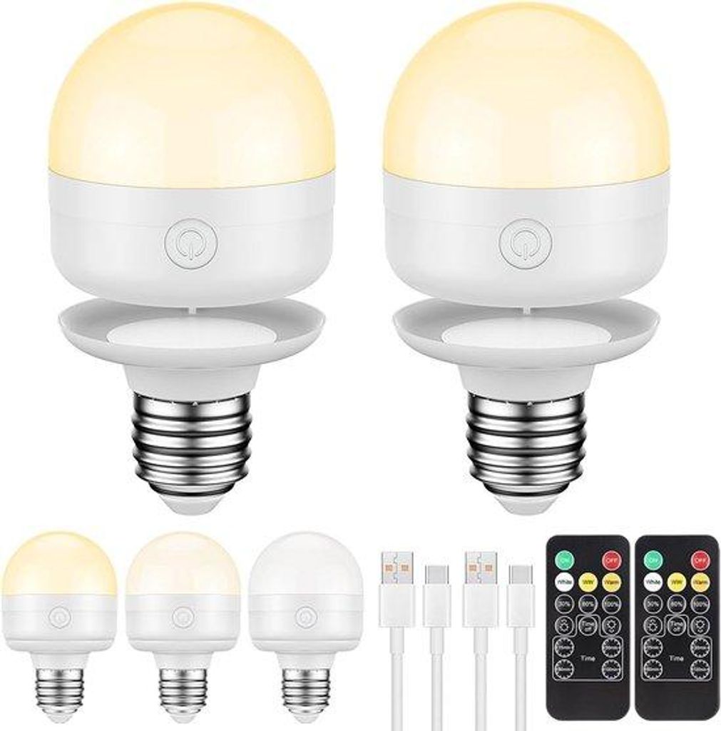 2 lampadine LED ricaricabili con telecomando, timer e 3 Immagine del prodotto 