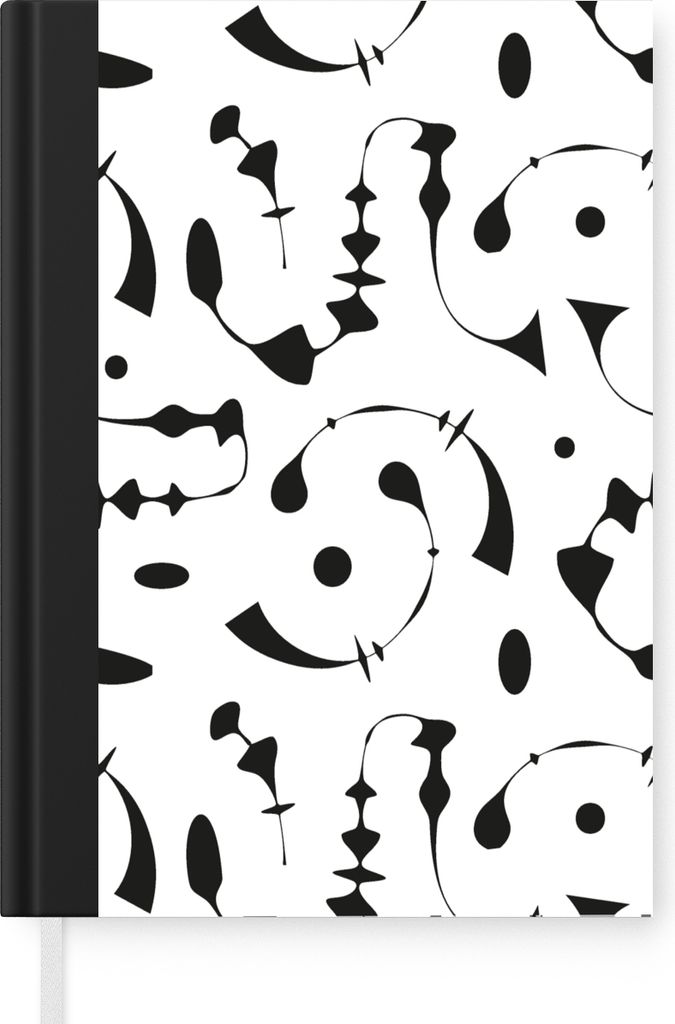 MuchoWow Notizbuch Tagebuch Haushaltsbuch Notebook A5 Linienkunst - Abstrakt - Schwarz und Weiß - Muster - Notizblock - Notizheft - Notebook - S...