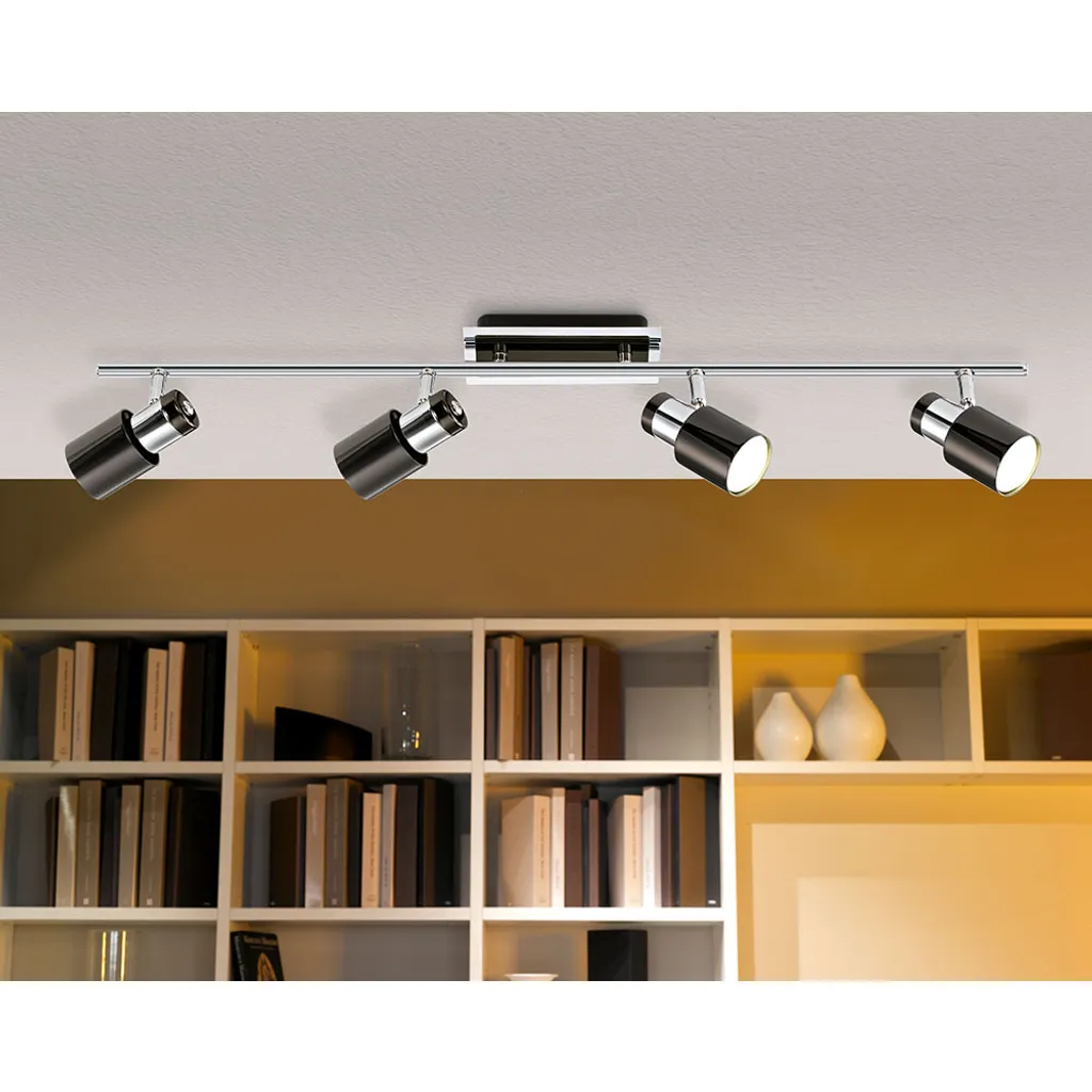 Plafonnier LED DAVIDA 1, 4 spots orientables, design métal de 78cm de long