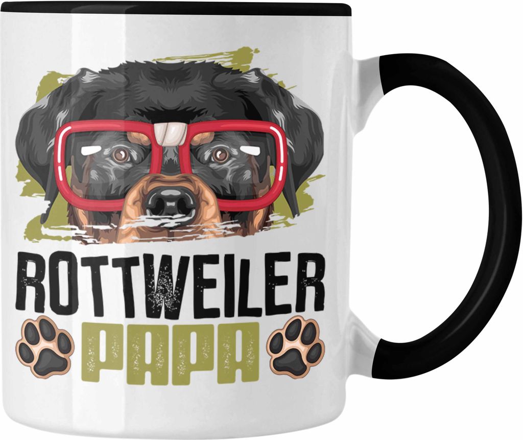 Trendation - Rottweiler Papa Besitzer Tasse Geschenk Lustiger Spruch Geschenkidee Rottweiler Liebhaber (Schwarz)