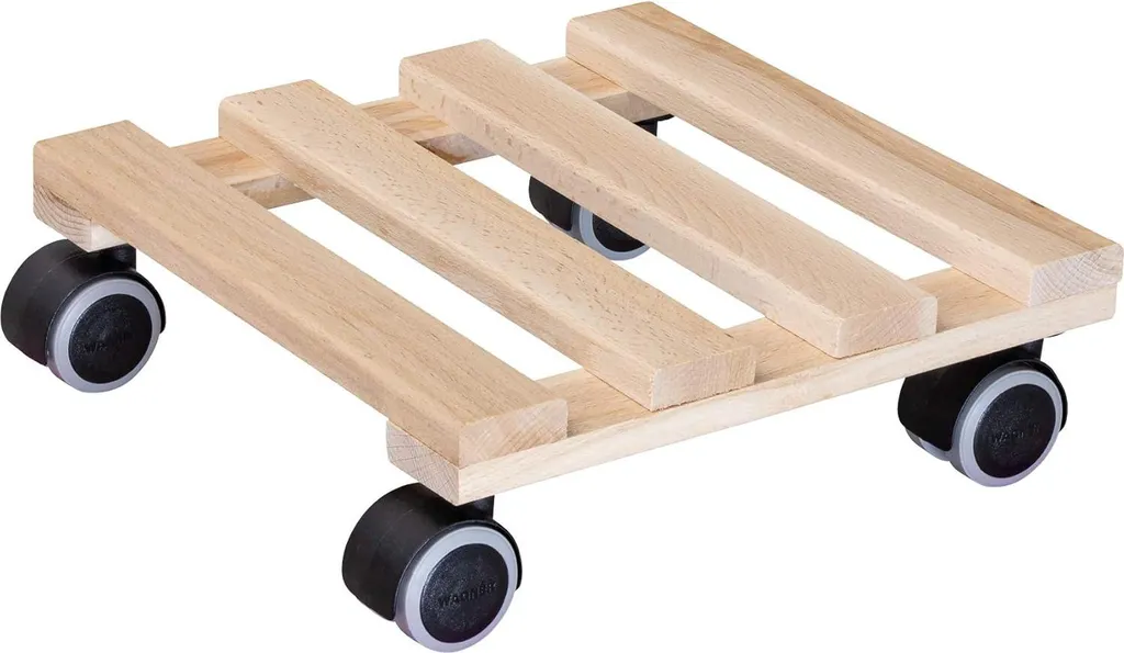 Support pour pots de fleurs intérieurs Paletti chariot en bois 8cm