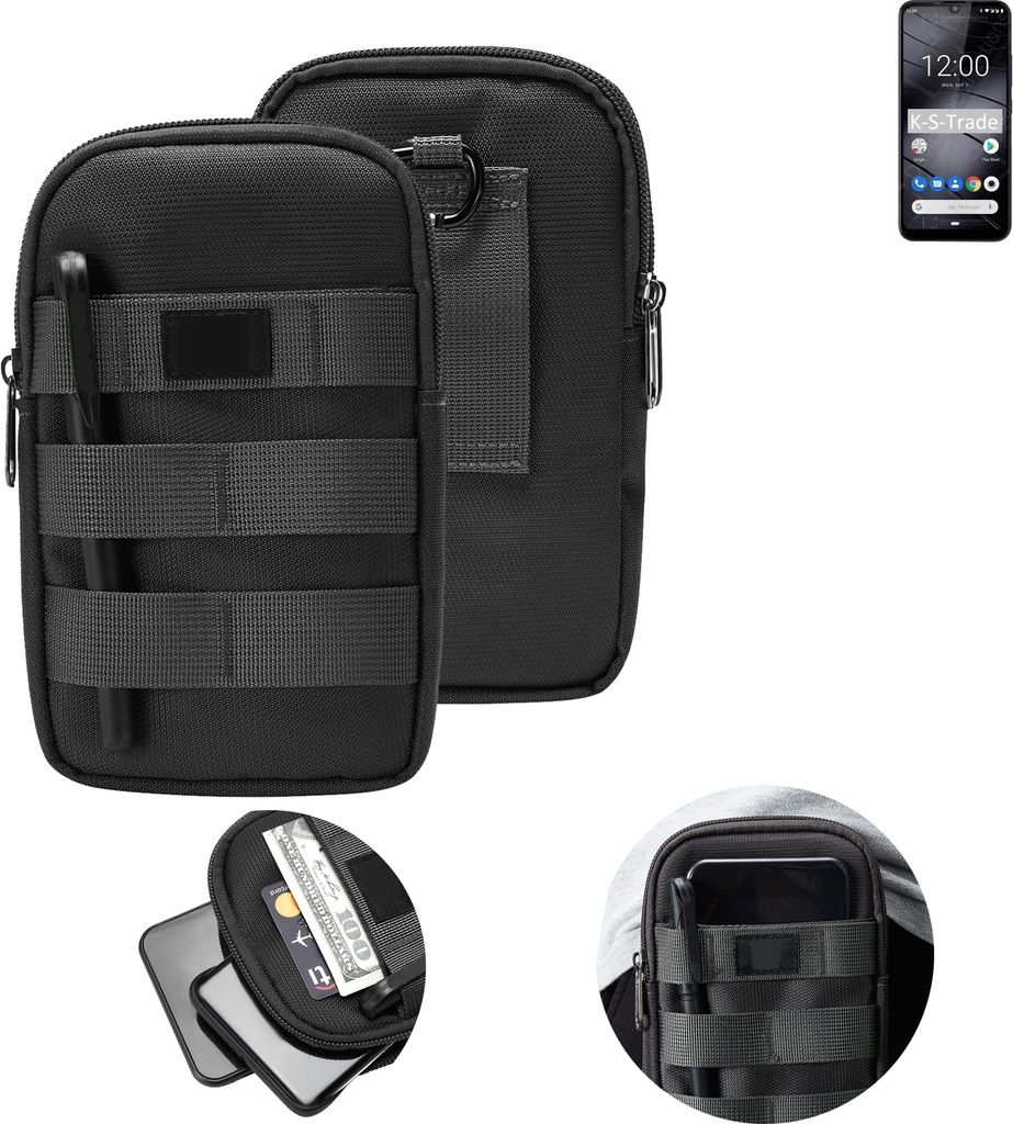 K-S-Trade Holster Gürtel Tasche kompatibel mit Gigaset GS190 Handy Tasche Schutz Hülle dunkel-grau viele Fächer, 1x