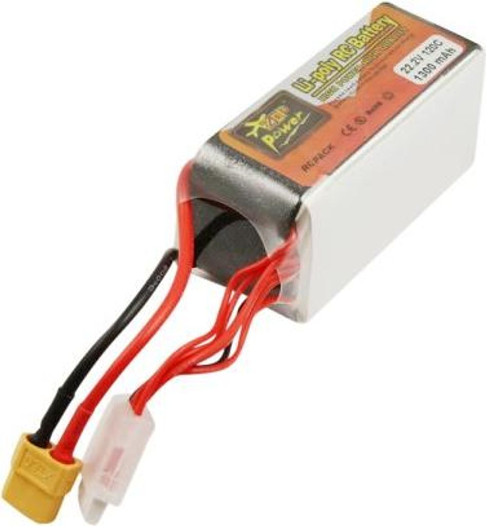 Akku für FPV Drone, Li-Polymer, 22,2V, 1300mAh, 28,9Wh, 6S1P 120C, mit XT60 Plug