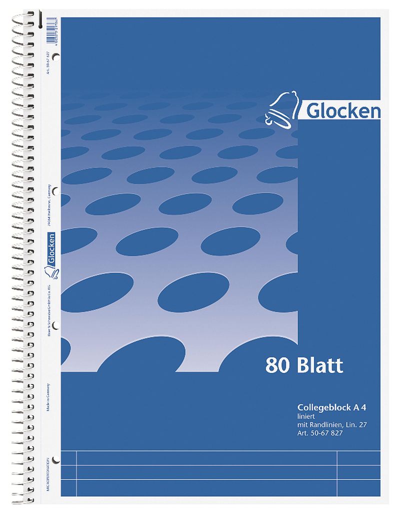 Spiralblock A4 60g/qm 80 Blatt 4-fach gelocht liniert Produktbild 