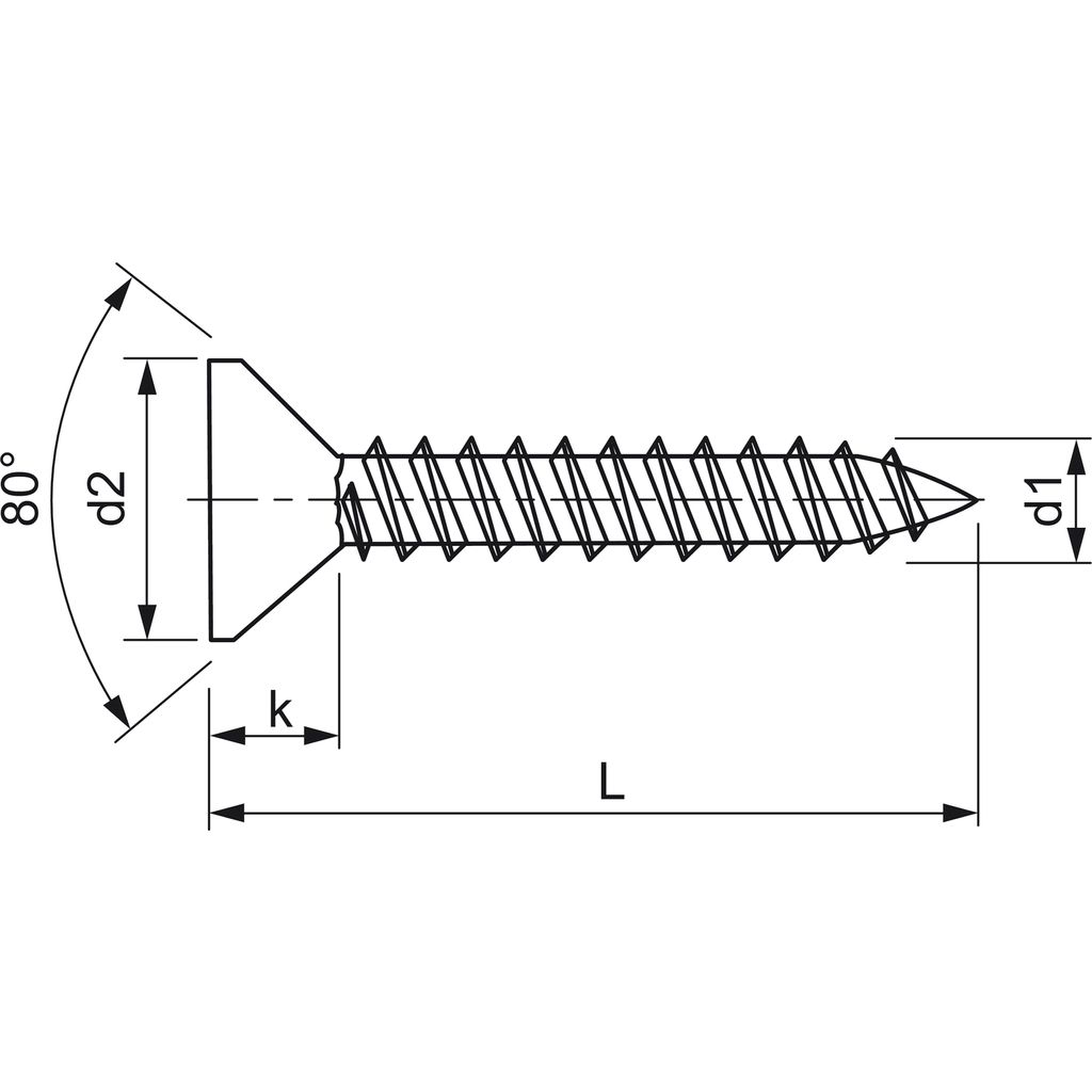 Reyher Senkblechschrauben ISO 14586 A 2 4,8 x 70 -C -T25 (250 Stück)