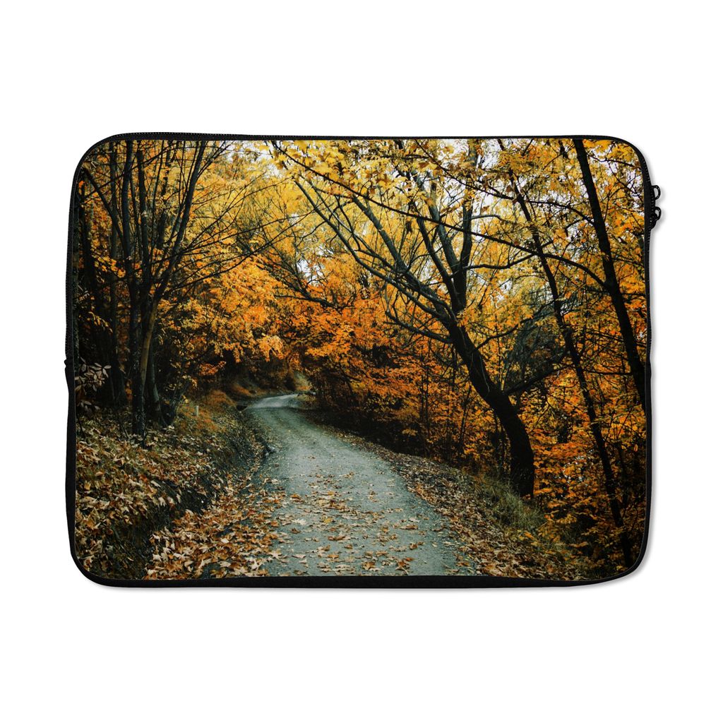 MuchoWow Laptop Hülle 17 Zoll Laptoptasche Blätter - Herbst - Wald - Zipper - Schutzabdeckung