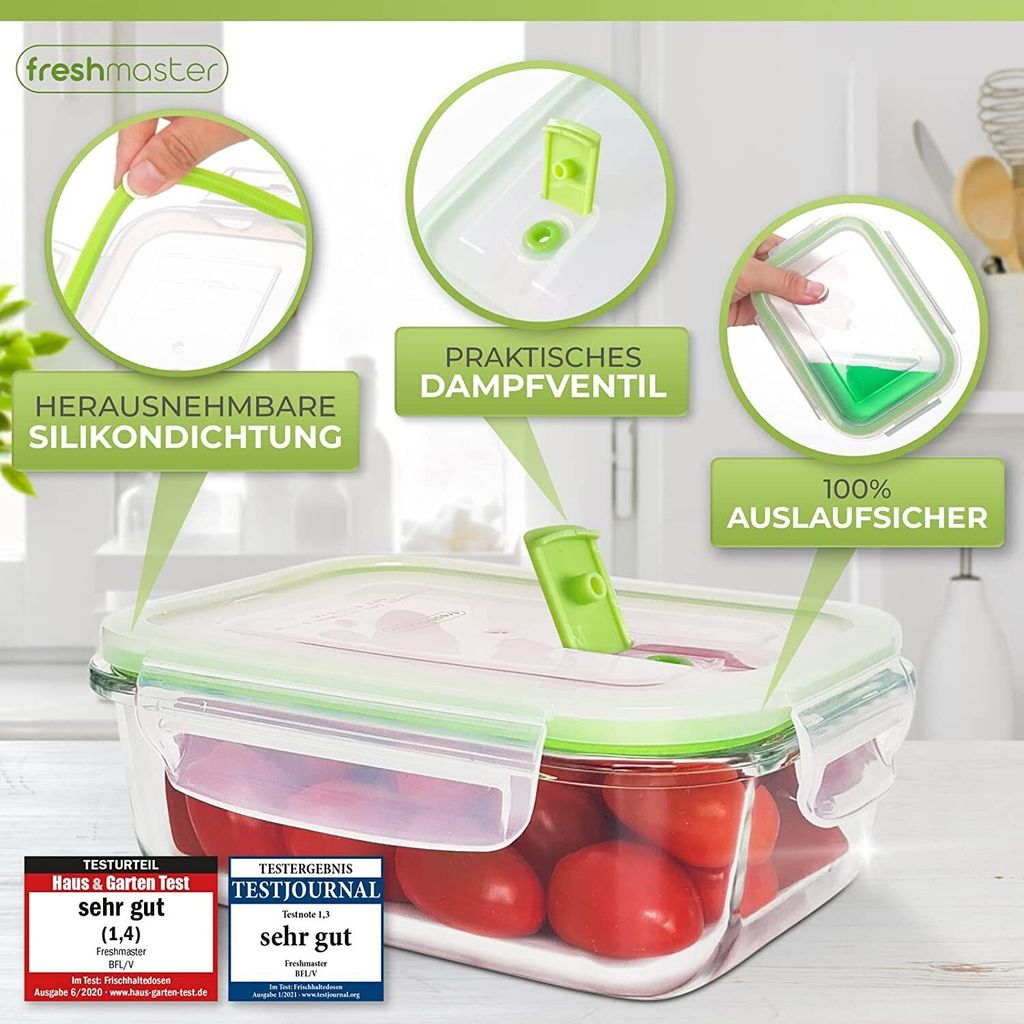 Fresh Master Frischhaltedosen Set 12-tlg. Borosililatglas, Produktbild 5