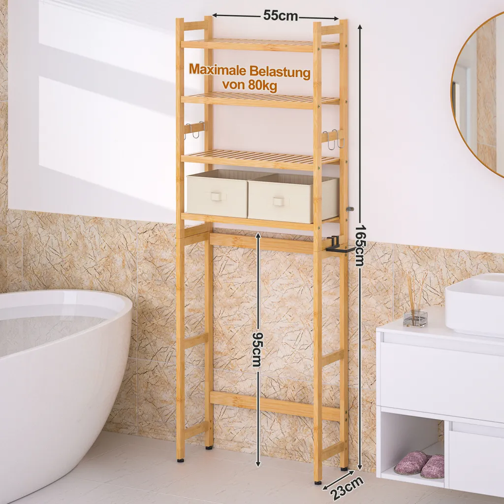 Optimisation Espace WC avec cette Étagère en Bambou Multifonctionnelle - 3