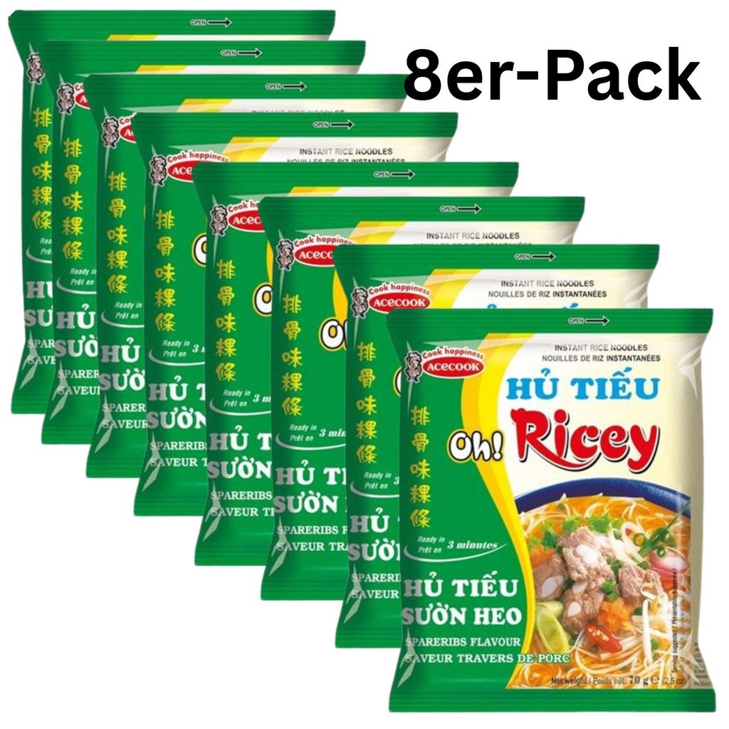 8er-Pack ACECOOK Instant Reisnudeln Hu Tieu Suon Heo Produktbild 