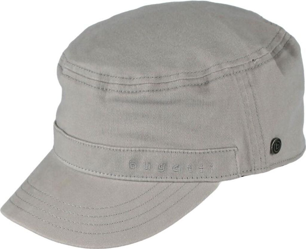 Bugatti Army-Cap unifarben aus Baumwolle mit Logo-Stickerei in grau