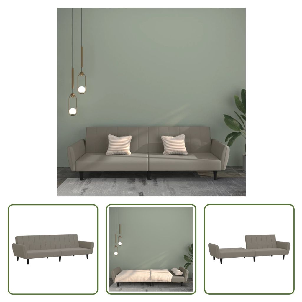 The Living Store Schlafsofa 2-Sitzer Hellgrau Samt