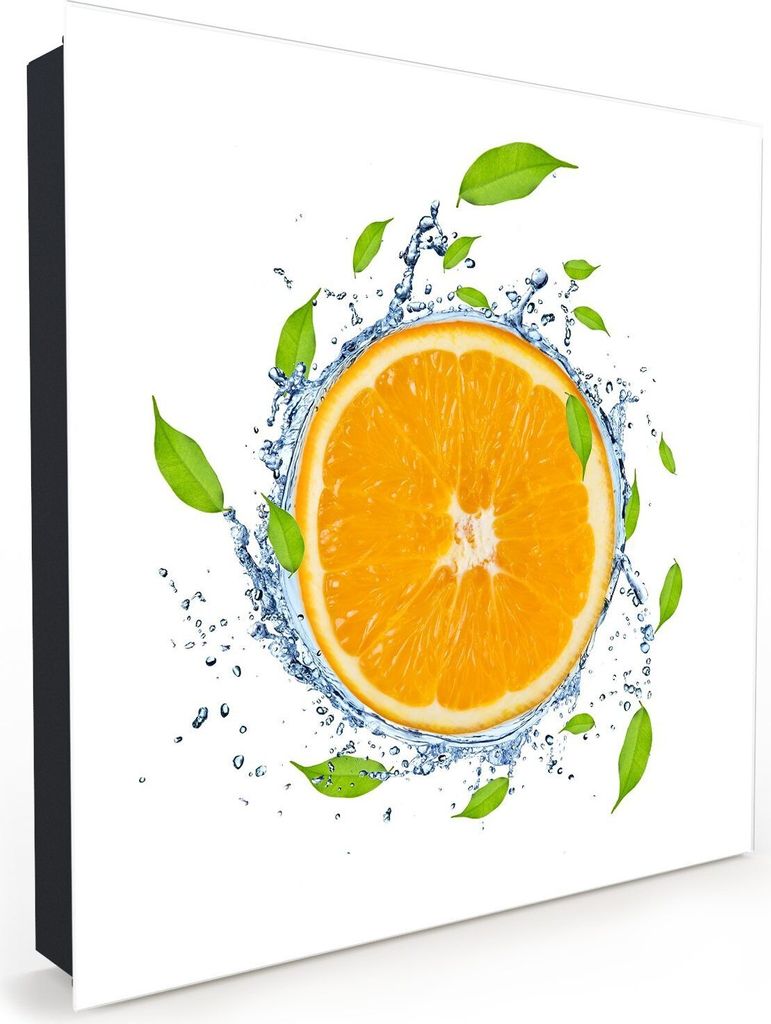Nachbildung-Schlüsselkasten, Magnetpinnwand und Memoboard mit Glasfront Motiv Orange in Wasser gehüllt