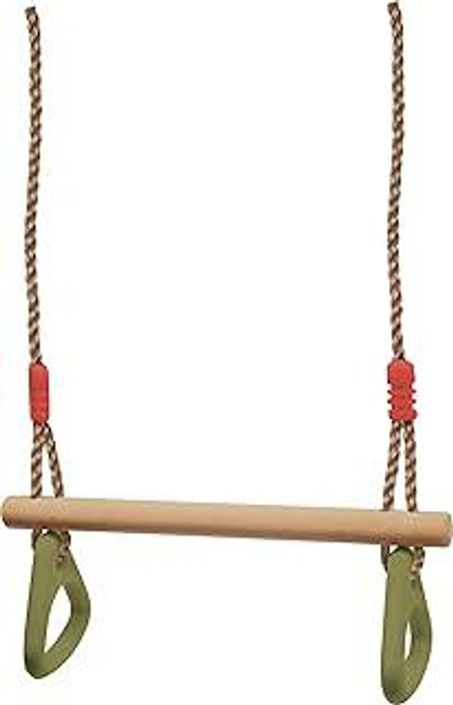 Small Foot Schaukel mit Turnringen 2 in 1, Kinderschaukel aus Holz, mit Metallringen zum Aufhängen, ab 3 Jahre, 6120 Typ, Grün, 45 x 14 x 180 cm