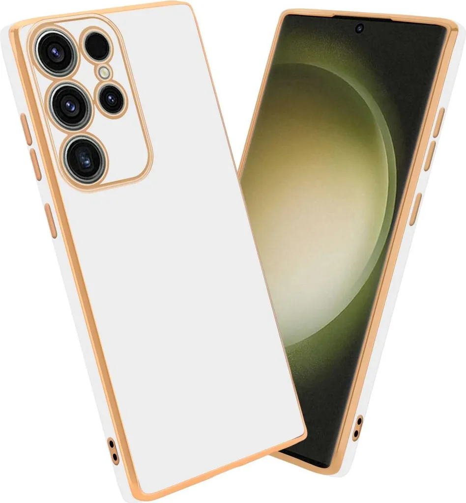 Cadorabo custodia protettiva per Samsung Galaxy S23 ULTRA in bianco lucido - oro custodia flessibile TPU silicone cover fotocamera protezione