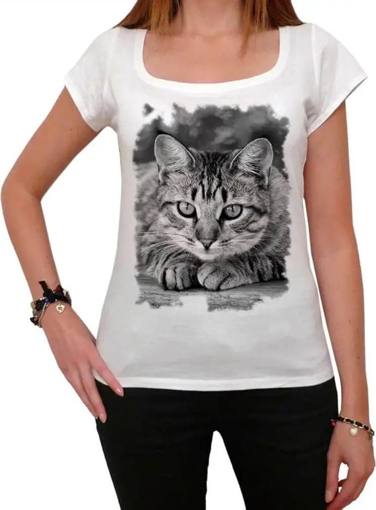 Damen Grafik T-Shirt Amerikanische Kurzhaarkatze – American Shorthair Cat – Öko-Verantwortlich Vintage Jahrgang Kurzarm Lustige Druck Geburtstag