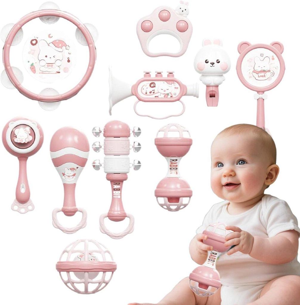 Minicee Baby Rassel Set 10-teilig Sensorik Spielzeug Produktbild 