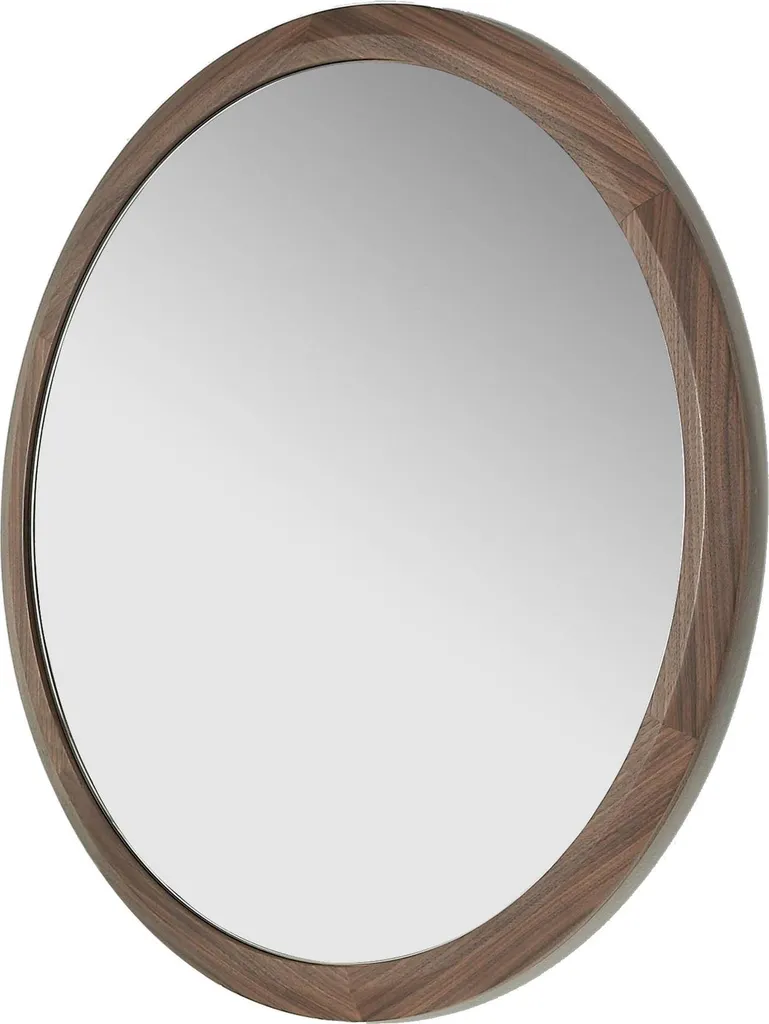 Miroir mural rond Angel Cerdá 3084 en bois de noyer chic - Ø80 cm