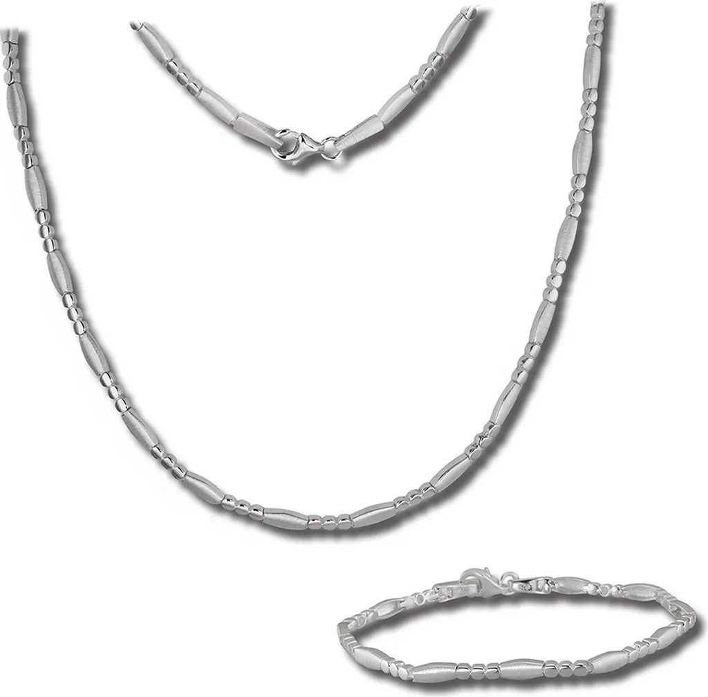 Bijoux Argent Mat Femme SilverDream : Collier et Bracelet Design 2pc