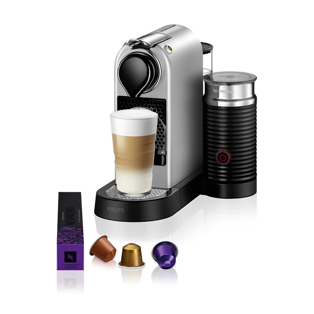 Nespresso Krups CitiZ&milk XN 761 B Kapselmaschine | Integrierter Aeroccino-Milchaufschäumer | 19 bar | Silber