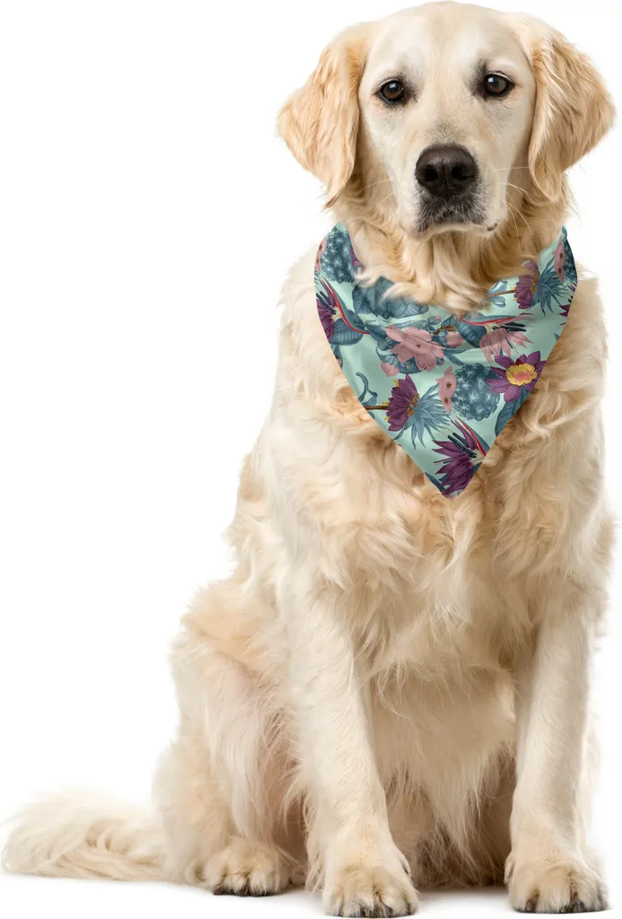 Bandana per Cani e Gatti ABAKUHAUS - Fiori e Cactus - Verde Menta 55x55