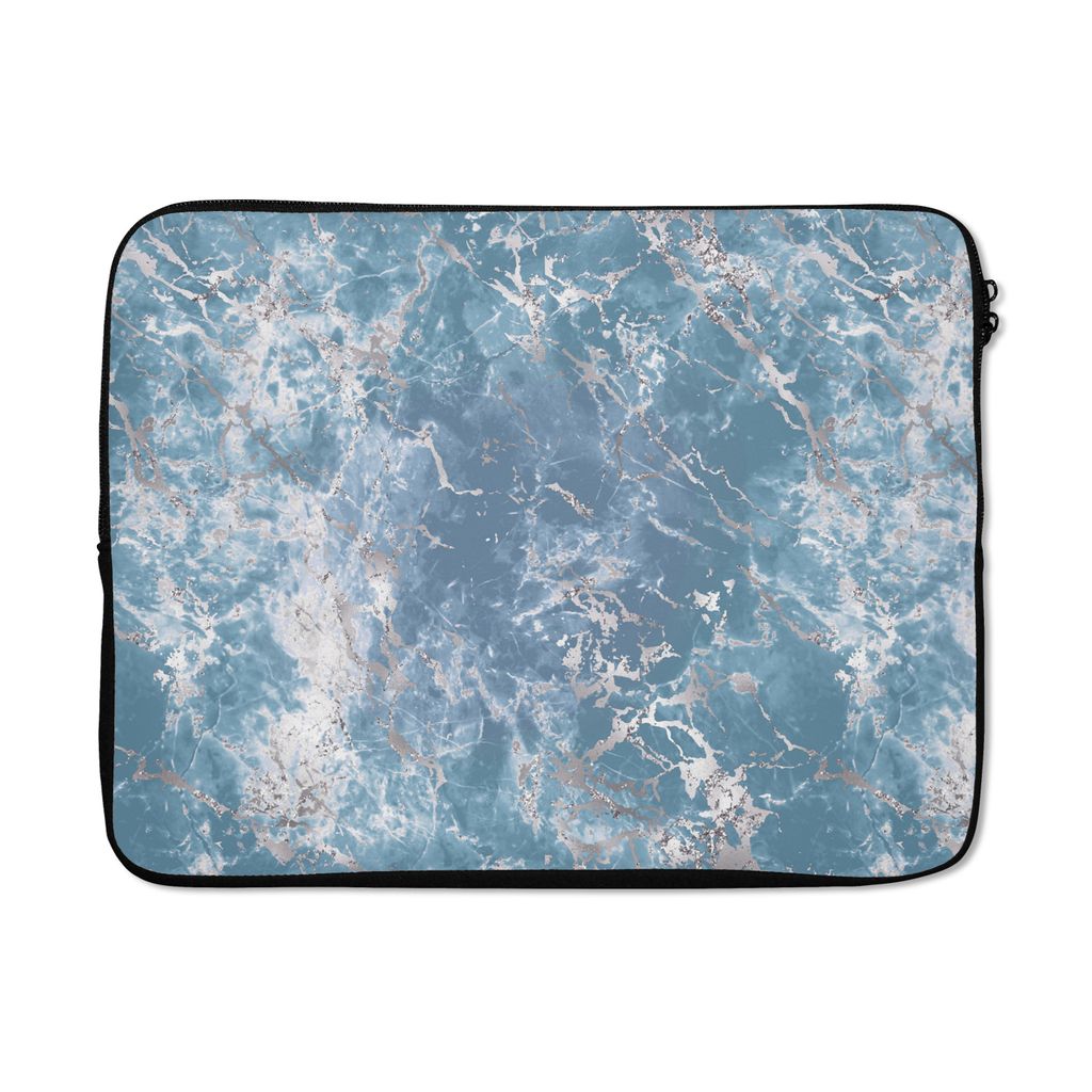 MuchoWow Laptop Hülle 17 Zoll Laptoptasche Marmor - Silber - Luxus - Design - Zipper - Schutzabdeckung
