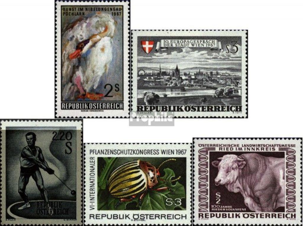 Briefmarken Österreich 1967 Mi 1240,1241,1242,1243,1244 Produktbild 