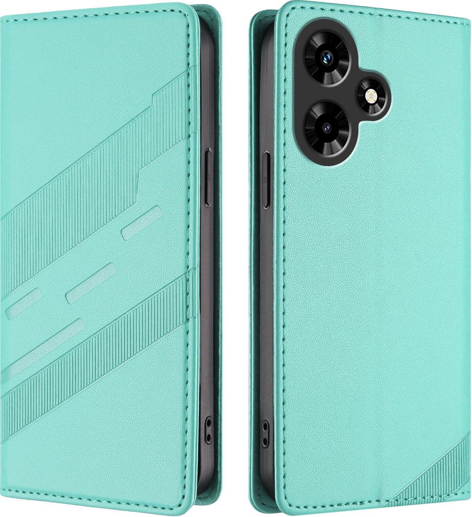 Hülle für Infinix Hot 30 4G, Kunstleder Brieftaschen Handyhülle mit Kartenfach und Standfunktion Türkis
