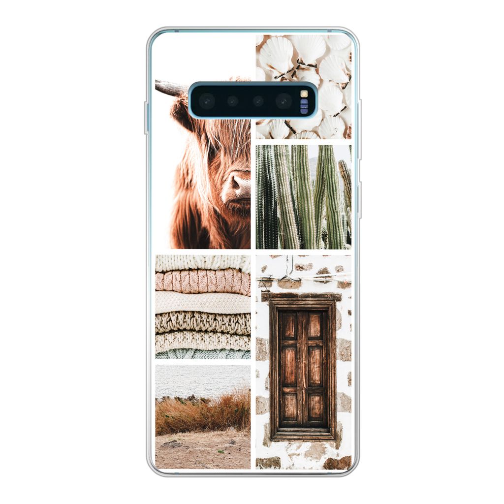 MuchoWow Handyhülle Schutzhülle Hülle für Samsung Galaxy S10 Plus Schottischer Highlander - Collage - Kaktus Silikon Softcase Handy Hülle - ...